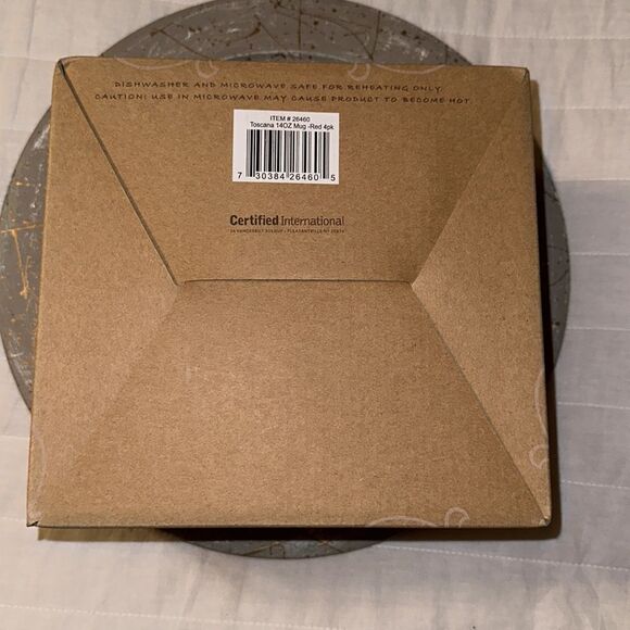 CI Beautiful Stoneware set of 4 Red Toscana 14 oz Mugs NIP - Picture 9 of 9